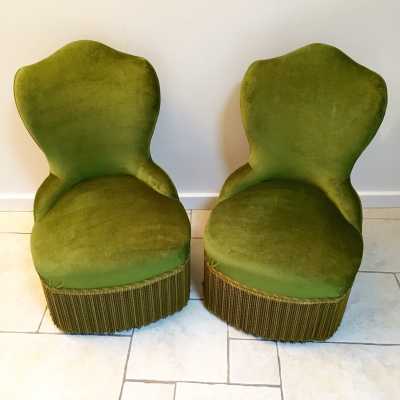 pair pair armchair toad velvet green green fireside chair