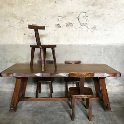 Brutalist dining set, Olavi Hanninen for Mikko Nupponen, Finland, c.1950