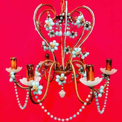opaline chandelier blue blue flowers flowers