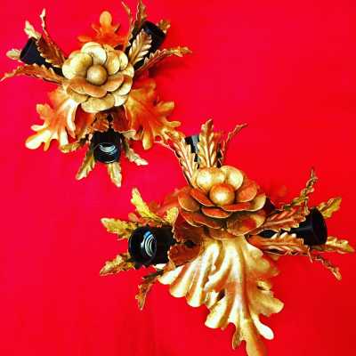 pair ceiling light golden iron