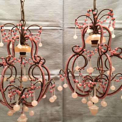 pair pink opaline chandelier pink