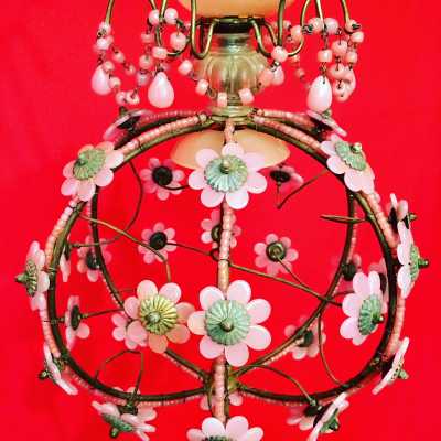 opaline chandelier blue blue flowers flowers