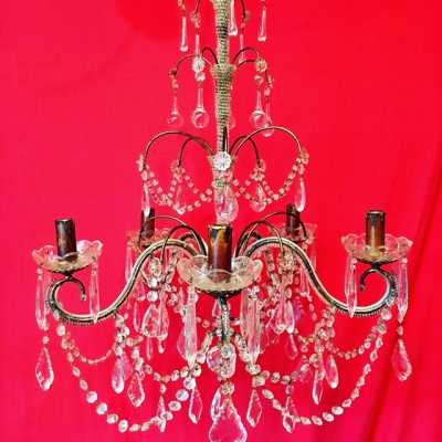 chandelier bronze crystal lamp light opaline candlestick