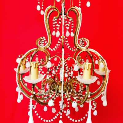 chandelier bronze crystal lamp light opaline candlestick whites