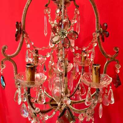 pair chandelier crystal flowers flowers
