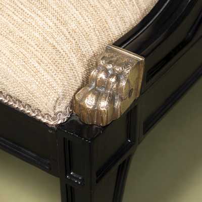 Pair of armchairs in the style of Jansen, black lacquer, bronze motifs (detail claw), France, c.1940