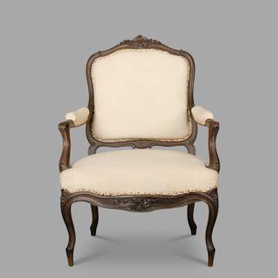 Pair of walnut cabriolet armchairs Louis XV style