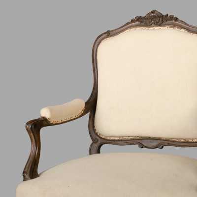 Pair of walnut cabriolet armchairs Louis XV style