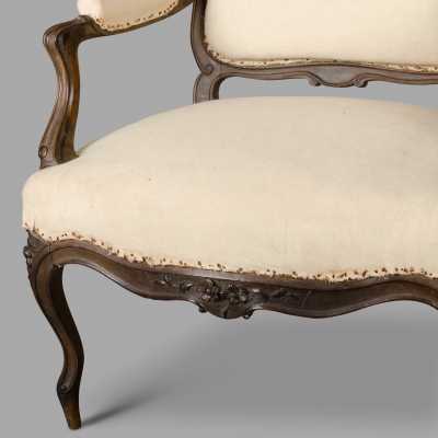 Pair of walnut cabriolet armchairs Louis XV style