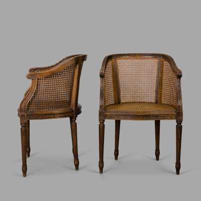 Pair of cabriolets armchairs cannes Louis XVI style