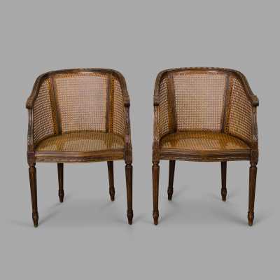 Pair of cabriolets armchairs cannes Louis XVI style