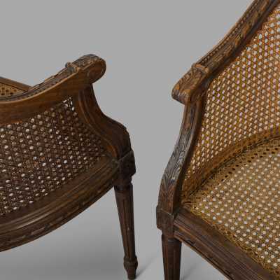 Pair of cabriolets armchairs cannes Louis XVI style