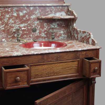 Toilet furniture pitchpin and red marble of Languedoc