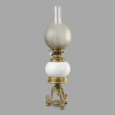 Large tripod oil lamp late nineteenth
