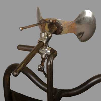 Medical armchair in sheet metal and nickel-plated parts, circa 1930