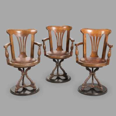 Three 19th century steamer armchairs
