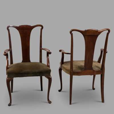 Pair of Chippendale Mahogany armchairs, c. 1860