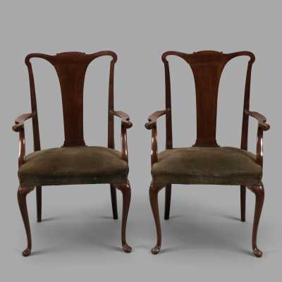 Pair of Chippendale Mahogany armchairs, c. 1860