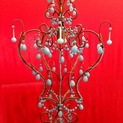 opaline chandelier blue blue flowers flowers
