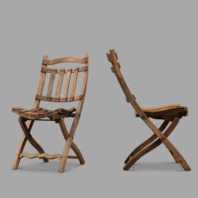 wooden folding chairs, circa 1900 Wooden Folding Chairs
