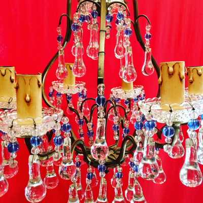 chandelier crystal balls blue blue candlestick