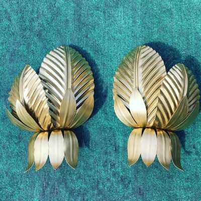 pair gold wood applique wood gold iron pair light fixture