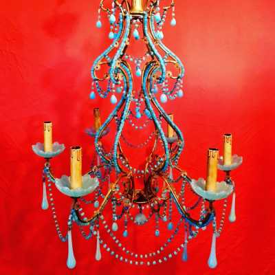 opaline chandelier blue blue flowers flowers