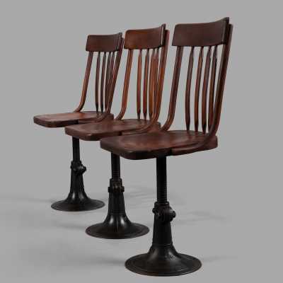 Set of 7 adjustable height office chairs, c. 1895