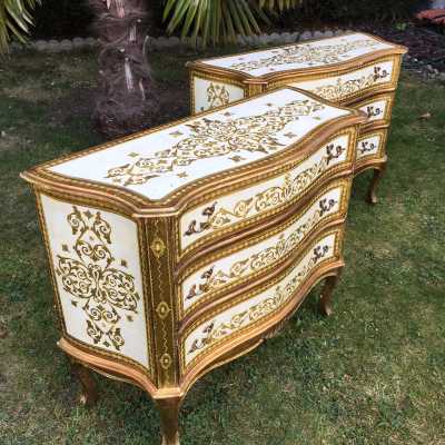 pair Italian dresser golden wood