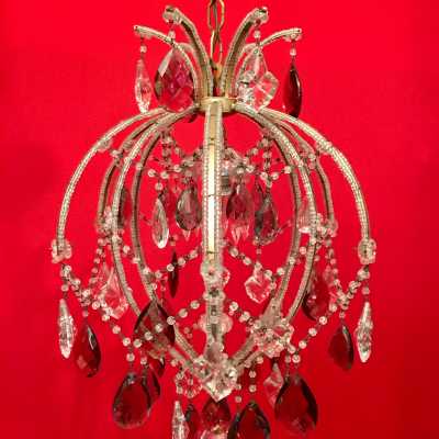 chandelier red ball crystal candlestick