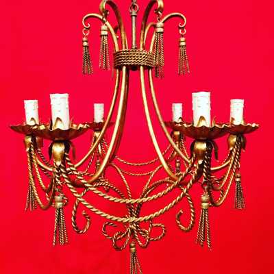 lustre fer doré light chandelier corde