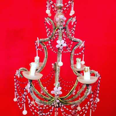 pink opaline chandelier pink candlestick