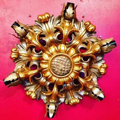gilded wood ceiling lamp