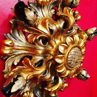 pair ceiling light iron gold wood wood gold lightfixture
