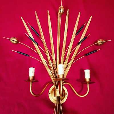 pair gold wood applique wood gold iron pair light fixture iron