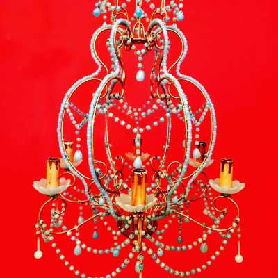 opaline chandelier blue blue flowers flowers