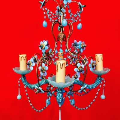 opaline chandelier blue blue flowers flowers