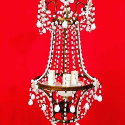 white opaline chandelier white candlestick