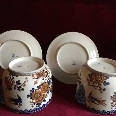 Plate-saucer of good size, in matching decor. Below: Gien stamp-mark, with number.