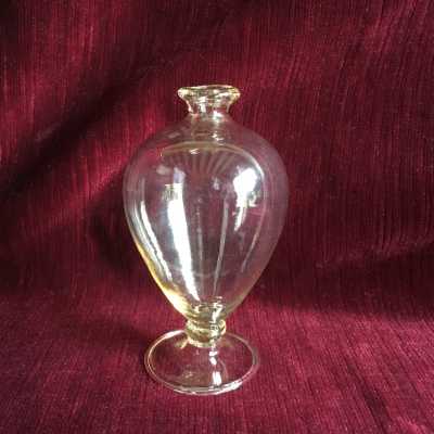 Blown glass, slightly amber, translucent glassware
