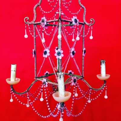 opaline chandelier blue blue flowers flowers pink pink
