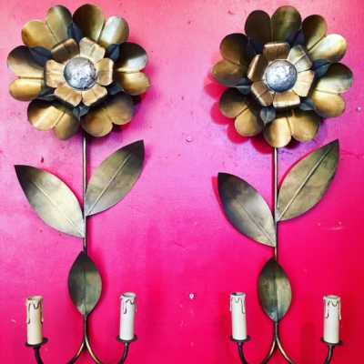 pair gilt wood applique wood gold iron pair light fixture