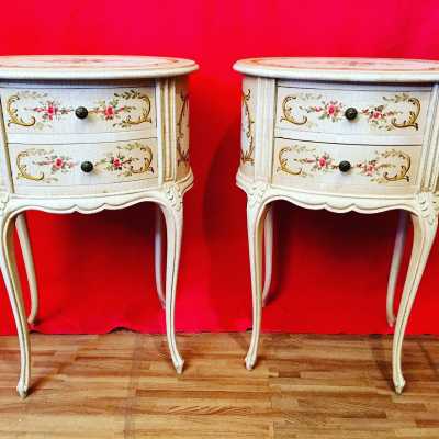 pair of Italian painted bedside tables