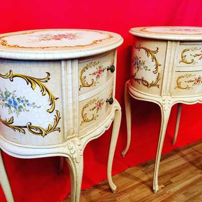 pair of Italian painted wood nightstands