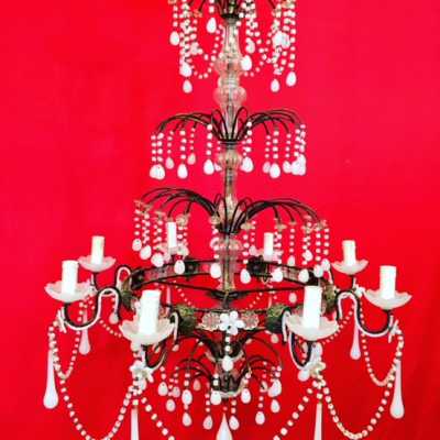 opaline chandelier blue blue flowers flowers white white