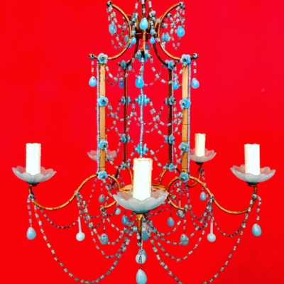 opaline chandelier blue blue flowers flowers