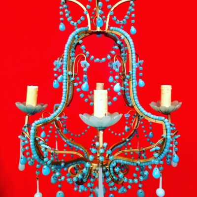 opaline chandelier blue blue flowers flowers
