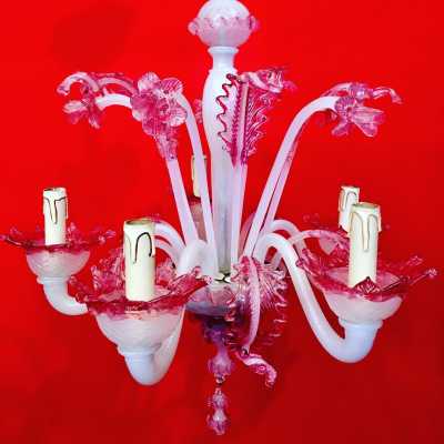 opaline white opal pink flower chandelier