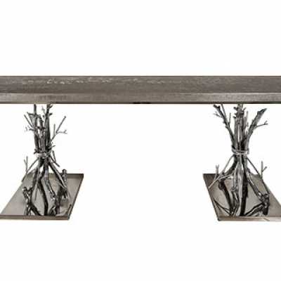 Console in bronze tree top composition stainless steel mirror modem Branch 2 by Christine Rouviere