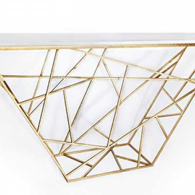 Console in iron patina gold and marble Darine by Christine Rouviere